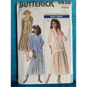 Butterick Sewing pattern 5838 top midi skirt sz 8 10 12